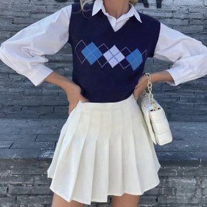 Argyle Pattern Sweater Vest Without Blouse